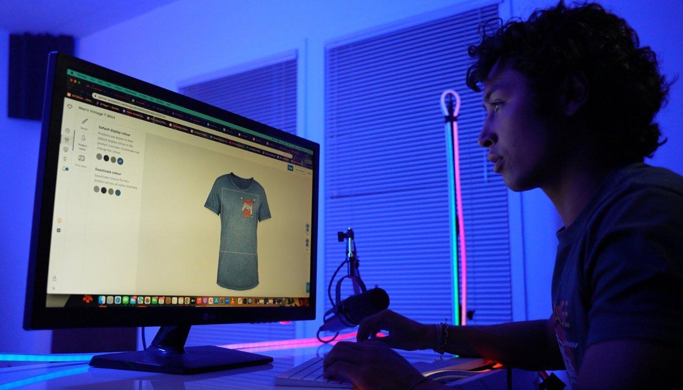 person making merch without design experience